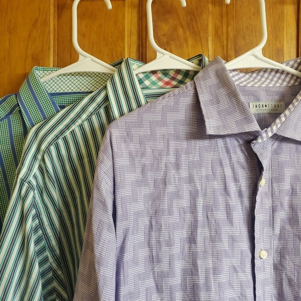 Jack Stone Thomas Dean Dress‎ Shirt Flip Cuff Long Sleeve Mens Sz XL (Lot Of 3)